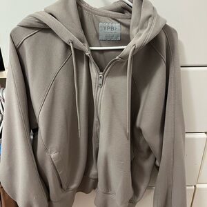 YPB Taupe Zip-Up Hoodie